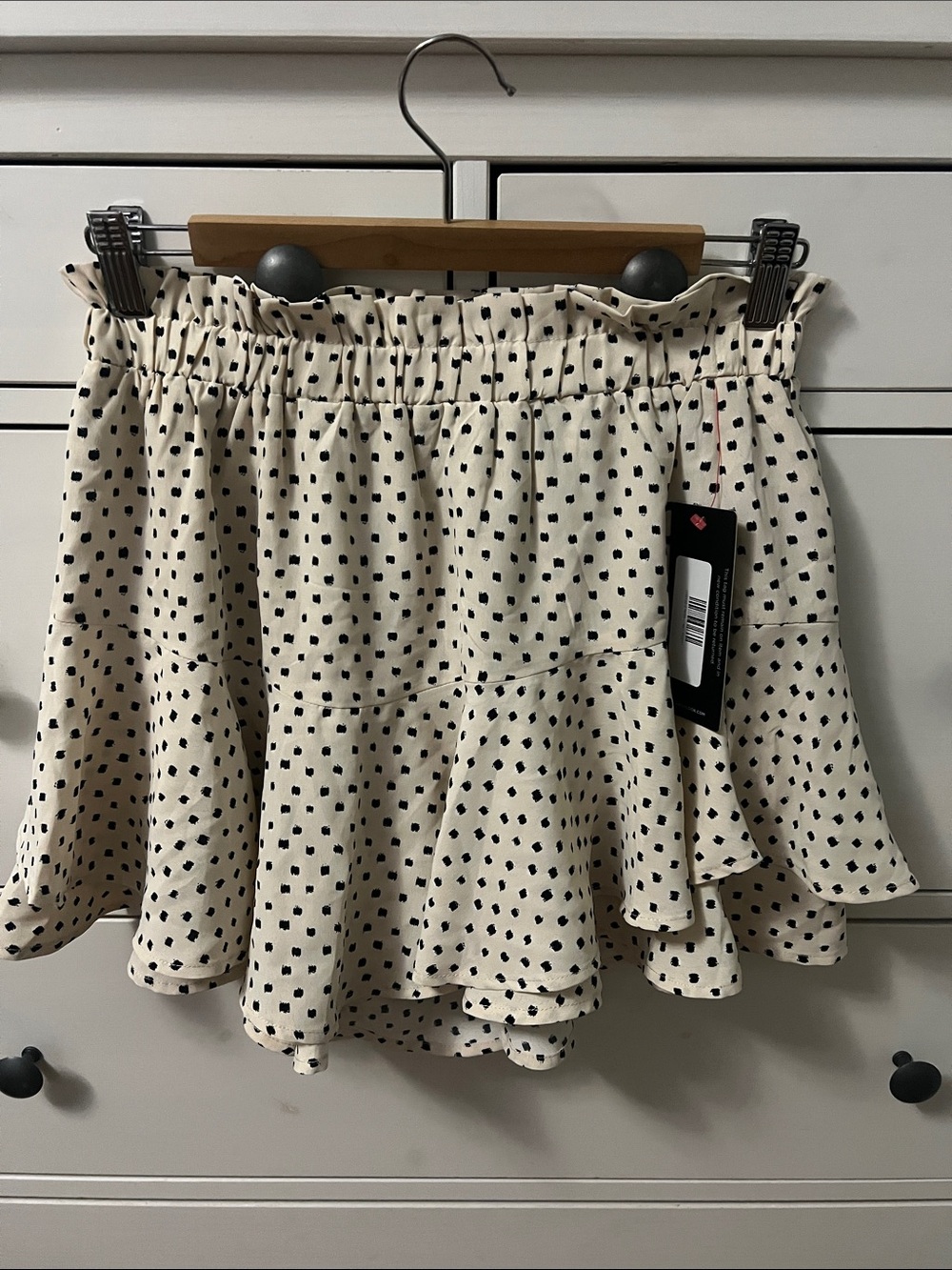 Women’s Cream Polka Dot Ruffle Mini Skort